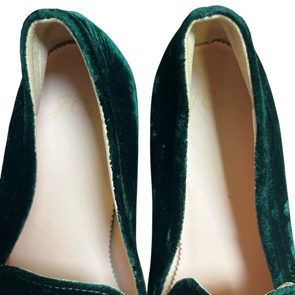 J Crew Green Cecile Smoking Velvet Slipper Loafers Size 8 - Picture 6 of 12
